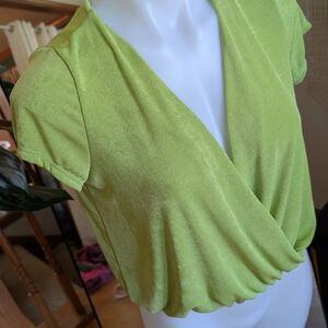 Lulu's Lime Green Wrap Blouse